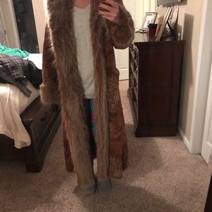 Beautiful faux fur and suede coat, floor length